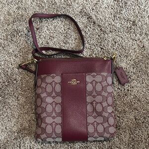 Coach Maroon and Beige Crossbody Bag